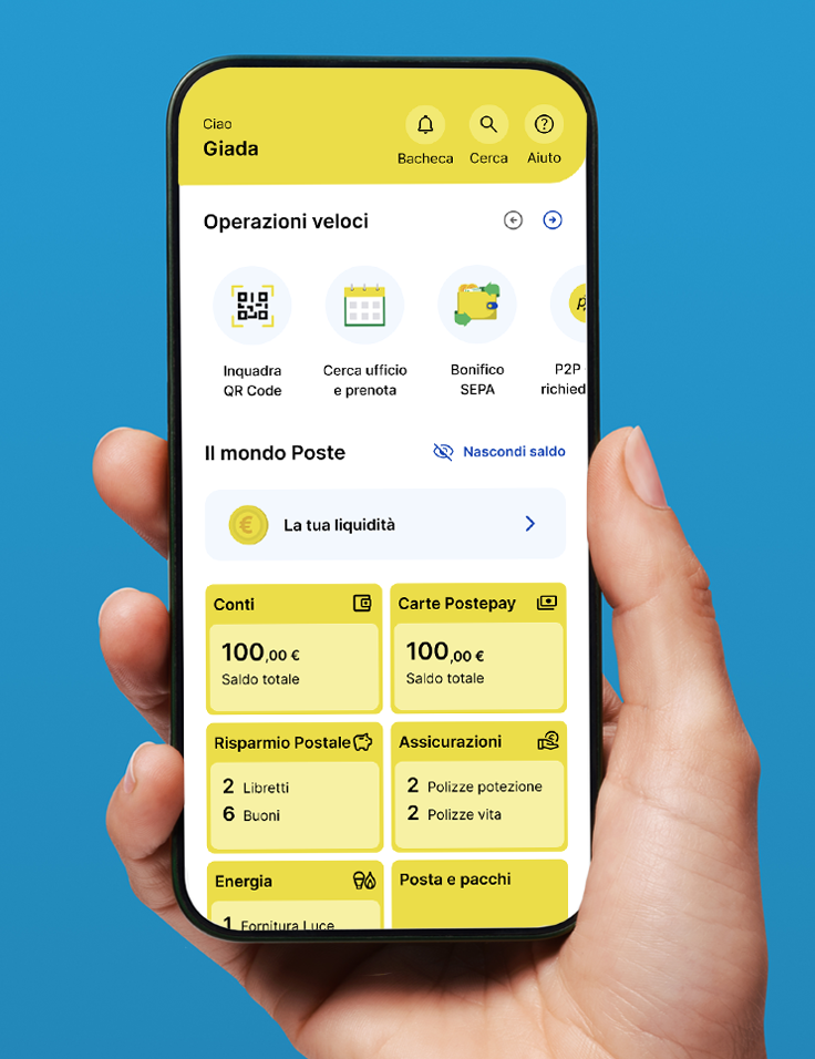 Home page App Poste Italiane