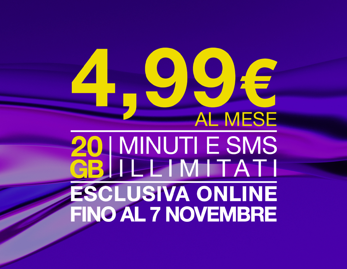 testo promozionale su sfondo viola ondulato