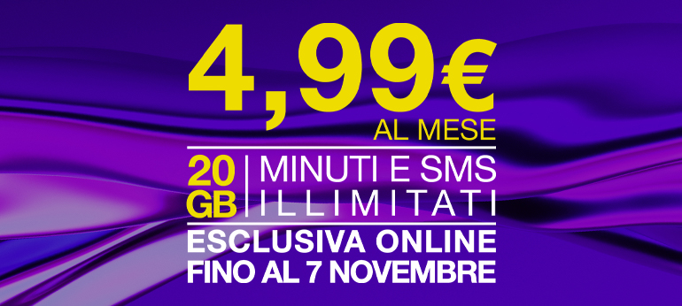 testo promozionale su sfondo viola ondulato