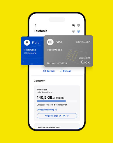 Sezione Fibra e SIM di App Poste Italiane